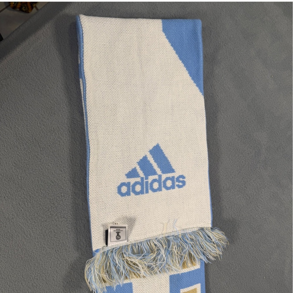Adidas Argentina FIFA World Cup 2014 Brasil Soccer Scarf Blue White Gold Knit